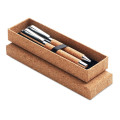 QUERCUS Metal Ball pen set in cork box
