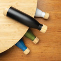 ODESSA - Giftology Double Wall Stainless Bottle with Bamboo Lid and Base - Black