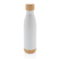 ODESSA - Giftology Double Wall Stainless Bottle with Bamboo Lid and Base - White