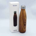 GEYER - Hans Larsen Stainless Steel Water Bottle with Wood Print - Brown