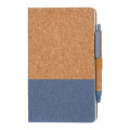 BORSA - eco-neutral A5 Cork Fabric Hard Cover Notebook and Pen Set - Blue