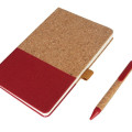 BORSA - eco-neutral A5 Cork Fabric Hard Cover Notebook and Pen Set - Red