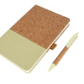BORSA - eco-neutral A5 Cork Fabric Hard Cover Notebook and Pen Set - Green