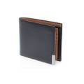 NIORT - Men's Billfold PU wallet with flip pocket - Black / Tan