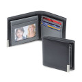 NIORT - Men's Billfold PU wallet with flip pocket - Black / Grey