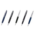 Cross Calais™ Chrome/Black Lacquer with Polished Chrome Appointments Ballpoint Pen (Blue Ink)