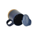 LUCCA - Giftology Ceramic Mug with Cork and Lid - Navy Blue