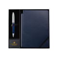 Cross Calais™ Chrome/Blue Lacquer Ballpoint Pen with Classic Midnight Blue Journal Gift Set