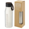 Ljungan 500 ml copper vacuum insulated stainless steel bottle with PU leather strap and lid