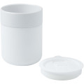 Java 330 ml ceramic tumbler with silicone wrap and plastic lid