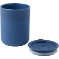 Java 330 ml ceramic tumbler with silicone wrap and plastic lid