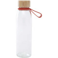 Porto 500 ml glass water bottle with silicone handle and bamboo lid