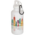 Oregon 400 ml solid colour RCS recycled plastic water bottle with carabiner