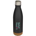 Cove 500 ml double wall vacuum insulated stainless steel water bottle with cork details