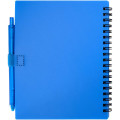 Niove recycled plastic soft cover notebook and ballpoint pen set (blue ink)