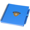 Niove recycled plastic soft cover notebook and ballpoint pen set (blue ink)