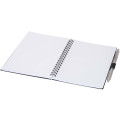 Niove recycled plastic soft cover notebook and ballpoint pen set (blue ink)