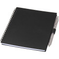 Niove recycled plastic soft cover notebook and ballpoint pen set (blue ink)