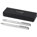 Lucetto recycled aluminium ballpoint and rollerball pen gift set (black ink)
