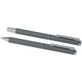 Lucetto recycled aluminium ballpoint and rollerball pen gift set (black ink)