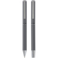 Lucetto recycled aluminium ballpoint and rollerball pen gift set (black ink)