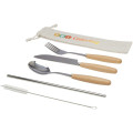 Root 5-piece stainless steel and beech wood cutlery set