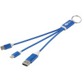 Metal 4-in-1 recycled aluminium charging cable with keychain