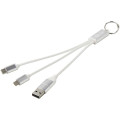 Metal 4-in-1 recycled aluminium charging cable with keychain