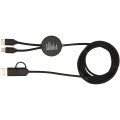 Chechia 5-in-1 recycled plastic 150 cm data sync and 27W fast charge cable with bamboo details
