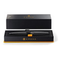 Cross ATX® Brushed Black with Machine-Turned Diamond Pattern Engraving with Polished Black PVD Appointments Ballpoint Pen (Blue Ink)