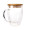Double Wall Clear Glass Mug with Bamboo Lid