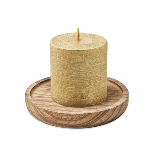 PENTAS Candle on round wooden base
