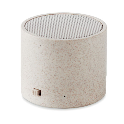 ROUND BASS+ 3W speaker in wheat straw/ABS