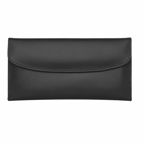Genuine Leather Ladies Wallet with Zipper Pocket Black