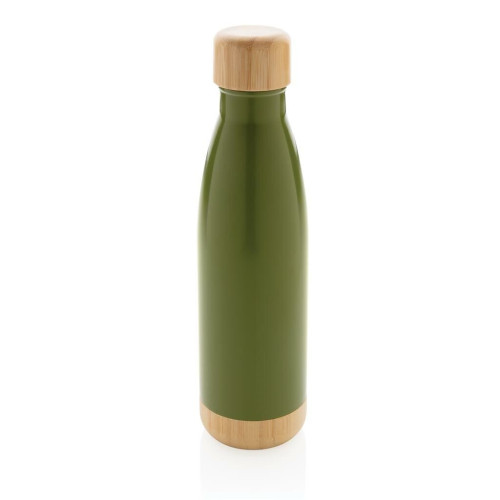 ODESSA - Giftology Double Wall Stainless Bottle with Bamboo Lid and Base - Green