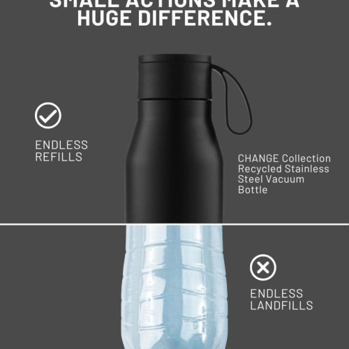 R-NEBRA - CHANGE Collection Recycled Stainless Steel Vacuum Bottle with Loop - Navy Blue