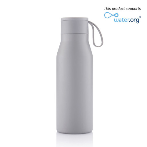 R-NEBRA - CHANGE Collection Recycled Stainless Steel Vacuum Bottle with Loop - Grey