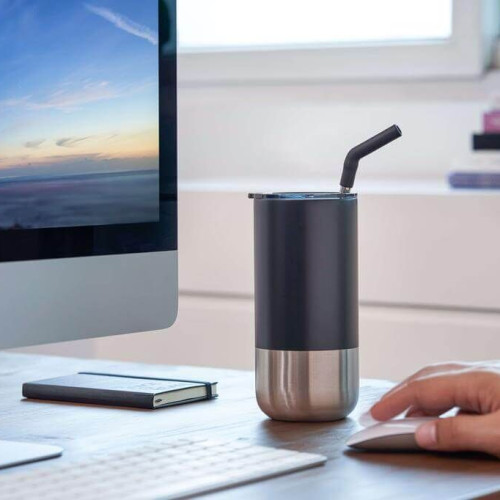 BORCULO - CHANGE Collection Insulated Tumbler with Reusable Straw - Black