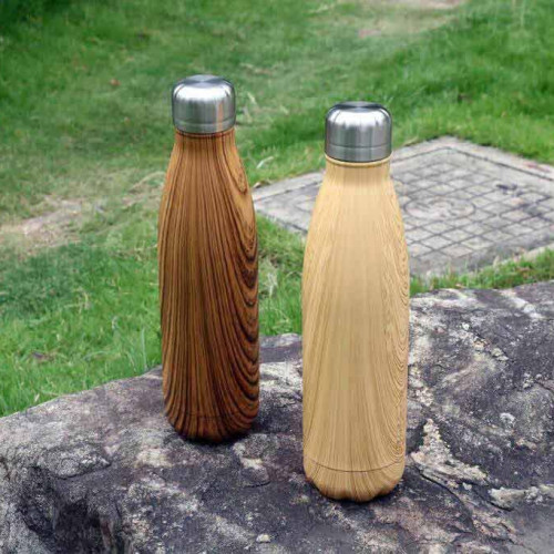 GEYER - Hans Larsen Stainless Steel Water Bottle with Wood Print - Brown