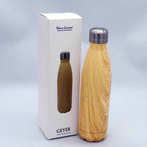 GEYER - Hans Larsen Stainless Steel Water Bottle with Wood Print - Yellow
