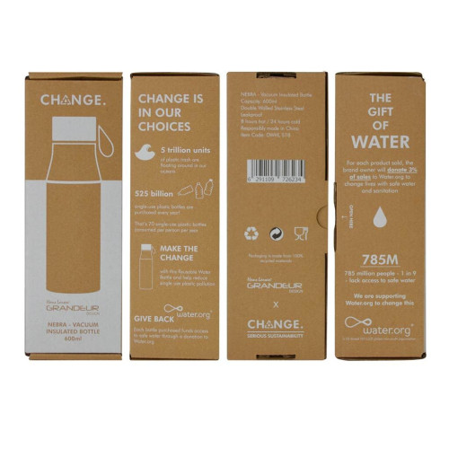 NEBRA - CHANGE Collection Vacuum Bottle with Loop - 600ml - Black