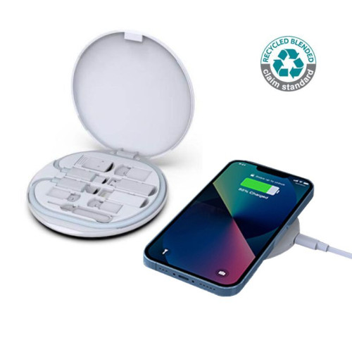 OSLO - @memorii Recycled 15W Wireless Charger Multi - Cable Set - White