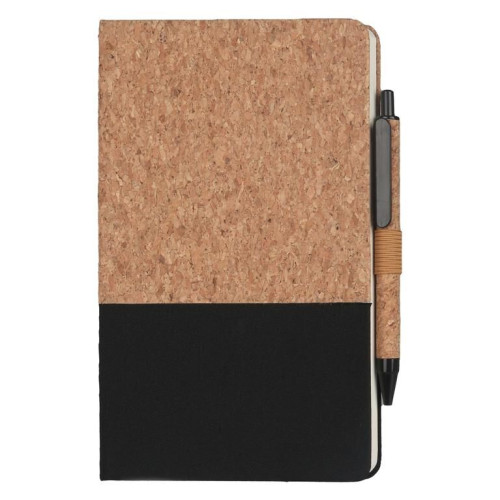 BORSA - eco-neutral A5 Cork Fabric Hard Cover Notebook and Pen Set - Black