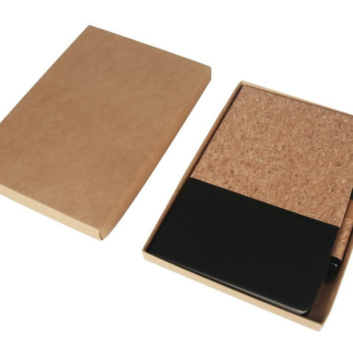 BORSA - eco-neutral A5 Cork Fabric Hard Cover Notebook and Pen Set - Black