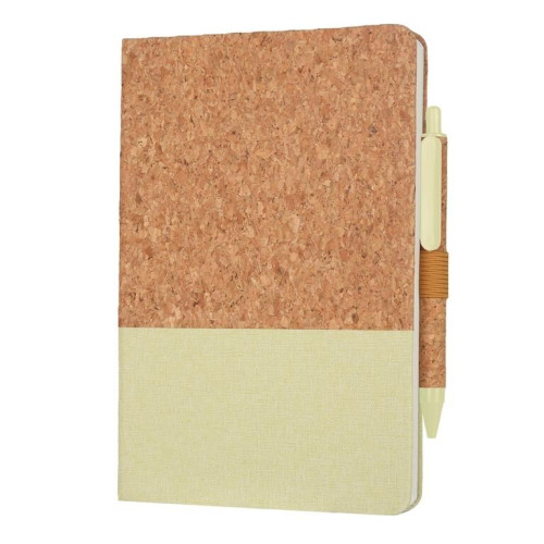 BORSA - eco-neutral A5 Cork Fabric Hard Cover Notebook and Pen Set - Green