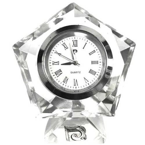 Casona - Pentagon Crystal Desk Clock by Pierre Cardin - Small