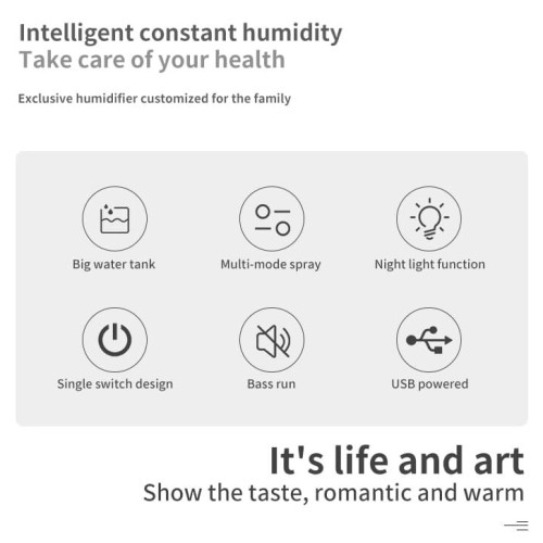 Portable Humidifier X with Light - Black