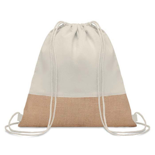 TRIGE - GRS-certified Recycled Cotton & Jute Drawstring Bag - Natural