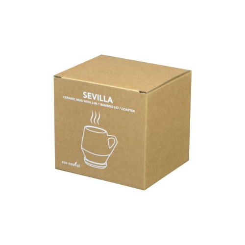 SEVILLA - eco-neutral Ceramic Mug with Bamboo Lid - Blue