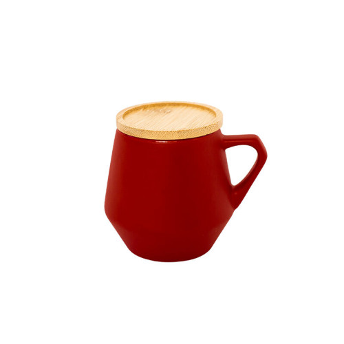 SEVILLA - eco-neutral Ceramic Mug with Bamboo Lid - Red